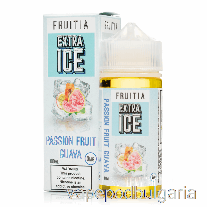 Vape Течности пасифлора гуава - допълнителен лед - Fruitia - 100ml 3mg